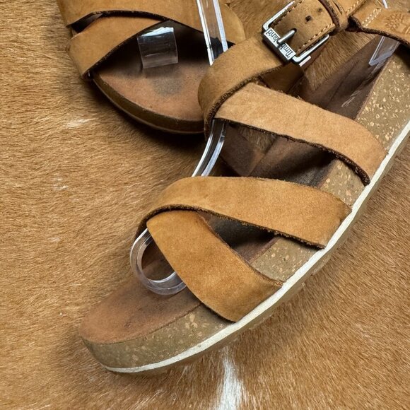 Timberland Leather Strappy Sandals – Women’s Size 9 – Brown Nubuck Cork Footbed - Picture 4 of 8
